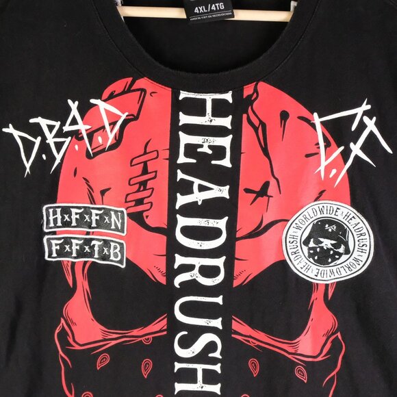 Headrush Shirt Mens 4XL Black Red Fear None Death Before Defeat Graphic Tee MMA - Picture 2 of 9